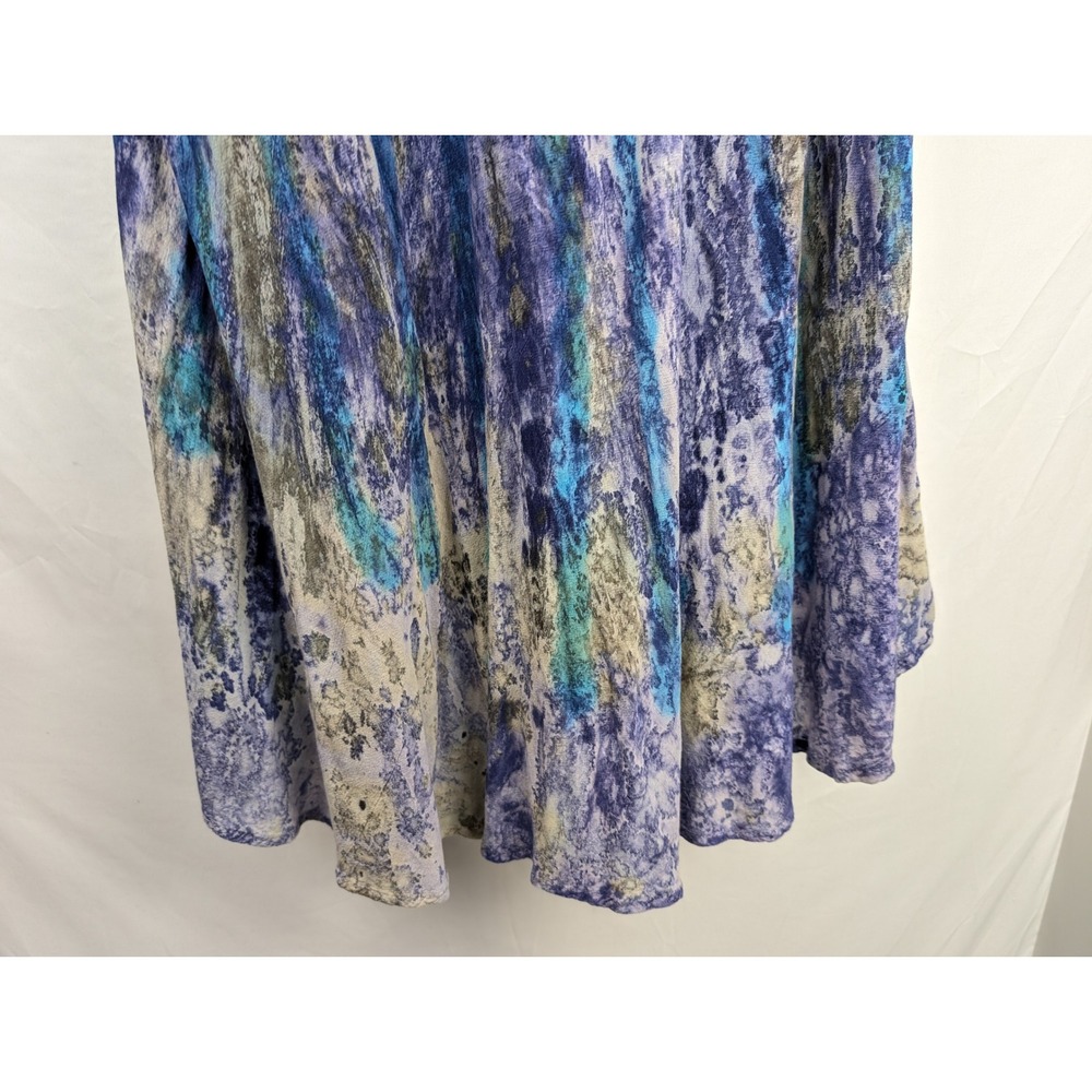 Y2K Earthy Tie Dye Floral Embroidered Dress Blue Purple Boho Hippie Indie Grunge - Picture 9 of 10